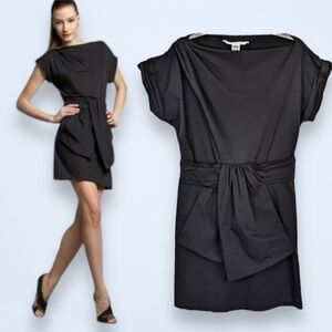 Diane von Furstenberg Heaton Dress 6 Black Bateau Sash Mini DVF LBD NYE